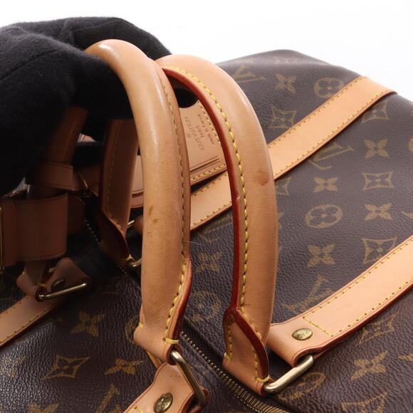 LOUIS VUITTON Authentic Brown Monogram Leather Keepall 45 Boston Bag - Picture 12 of 13